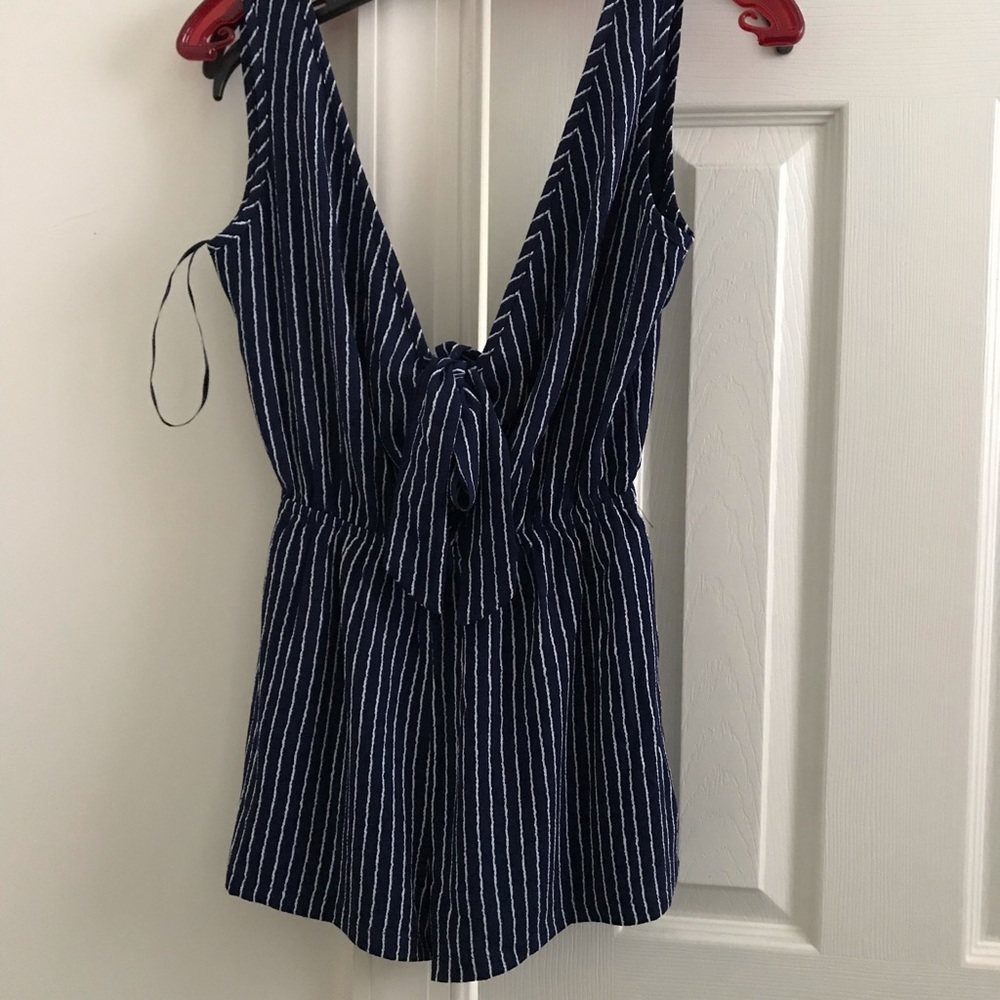 Nasty gal out in the open plunging striped romper